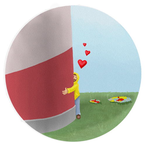 Sailor embracing a lighthouse
